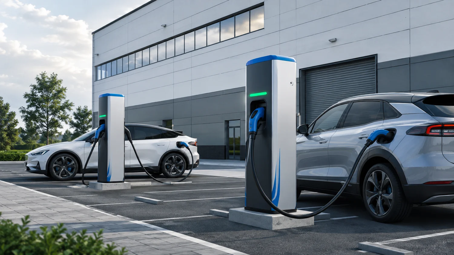 Illustration d’un parking équipé de bornes de recharge